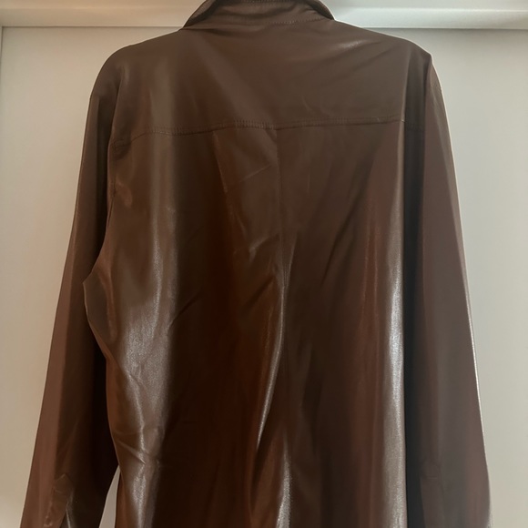 Nanuska Vegan Leather Brown Men’s Shirt Size Large - Picture 3 of 8
